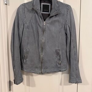 Faded Gray Leather Jacket